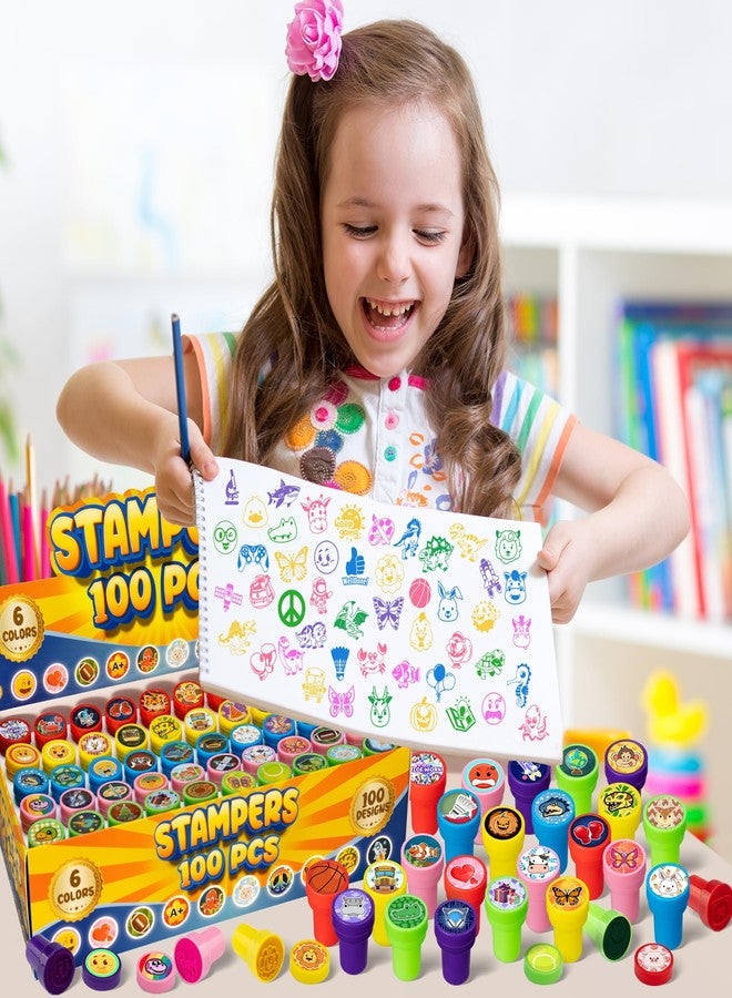 DMIGHT 100 Pcs Assorted Stamps for Kids Self-Ink Stamps (100 Different Designs, Dinosaur, Zoo Safari, butterfly, space, ) for Party Favor, Carnival Prizes, School, Easter Egg Stuffers, Halloween, Christmas - Image 3